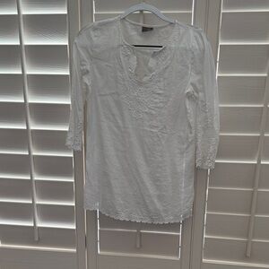 J. Jill White Embroidered Cotton Tunic
